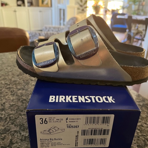 Chrome/silver Birkenstock sandals - Picture 1 of 7
